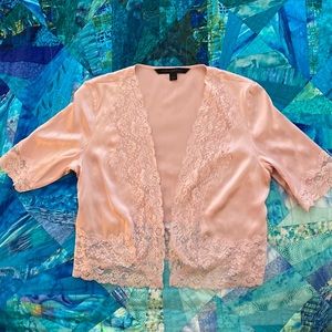 Express Design Studio Silk Lace Crop Kimono Dusty Pink S